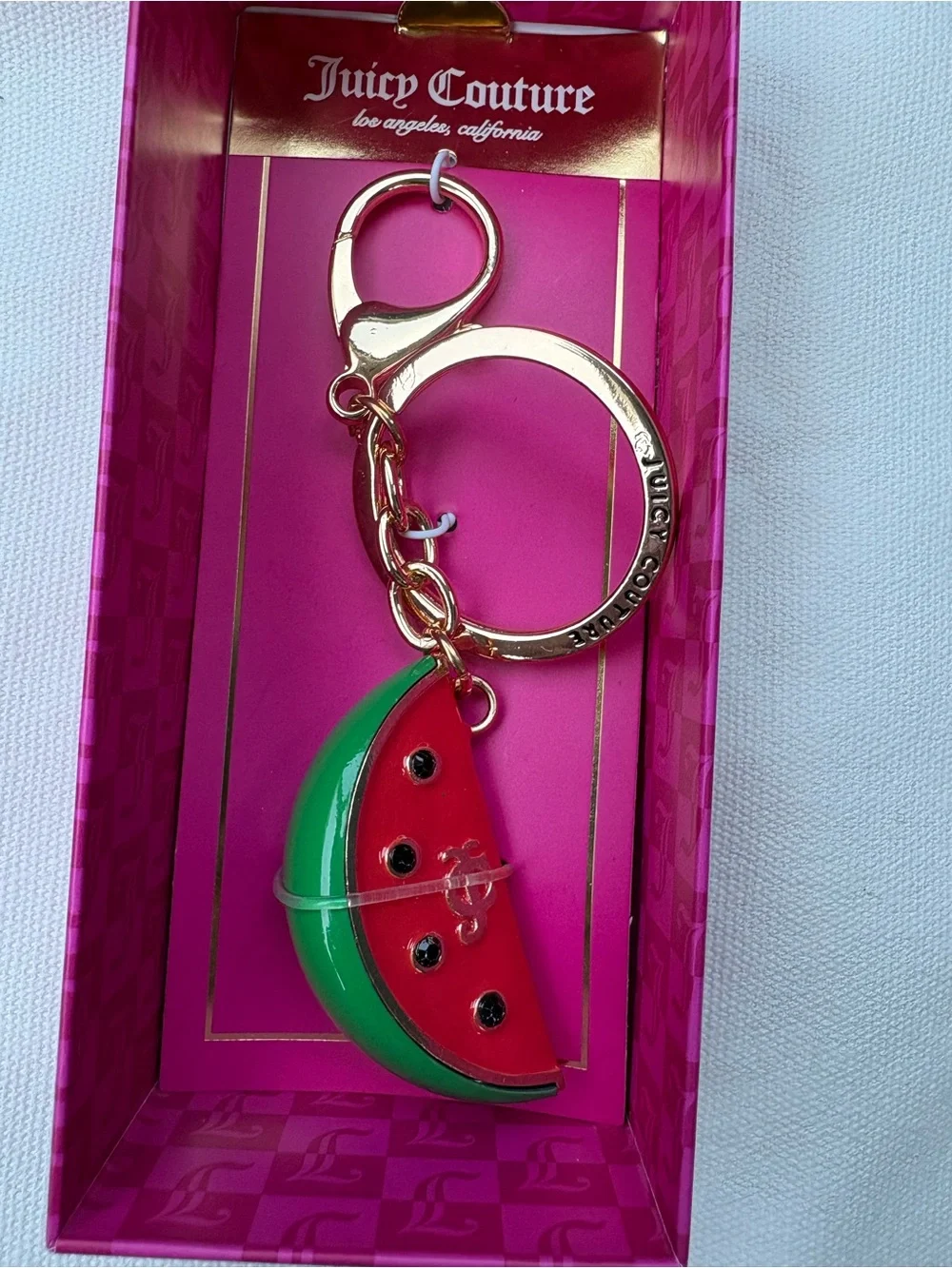 Juicy Couture Pink & Gold Watermelon Charm Keyring